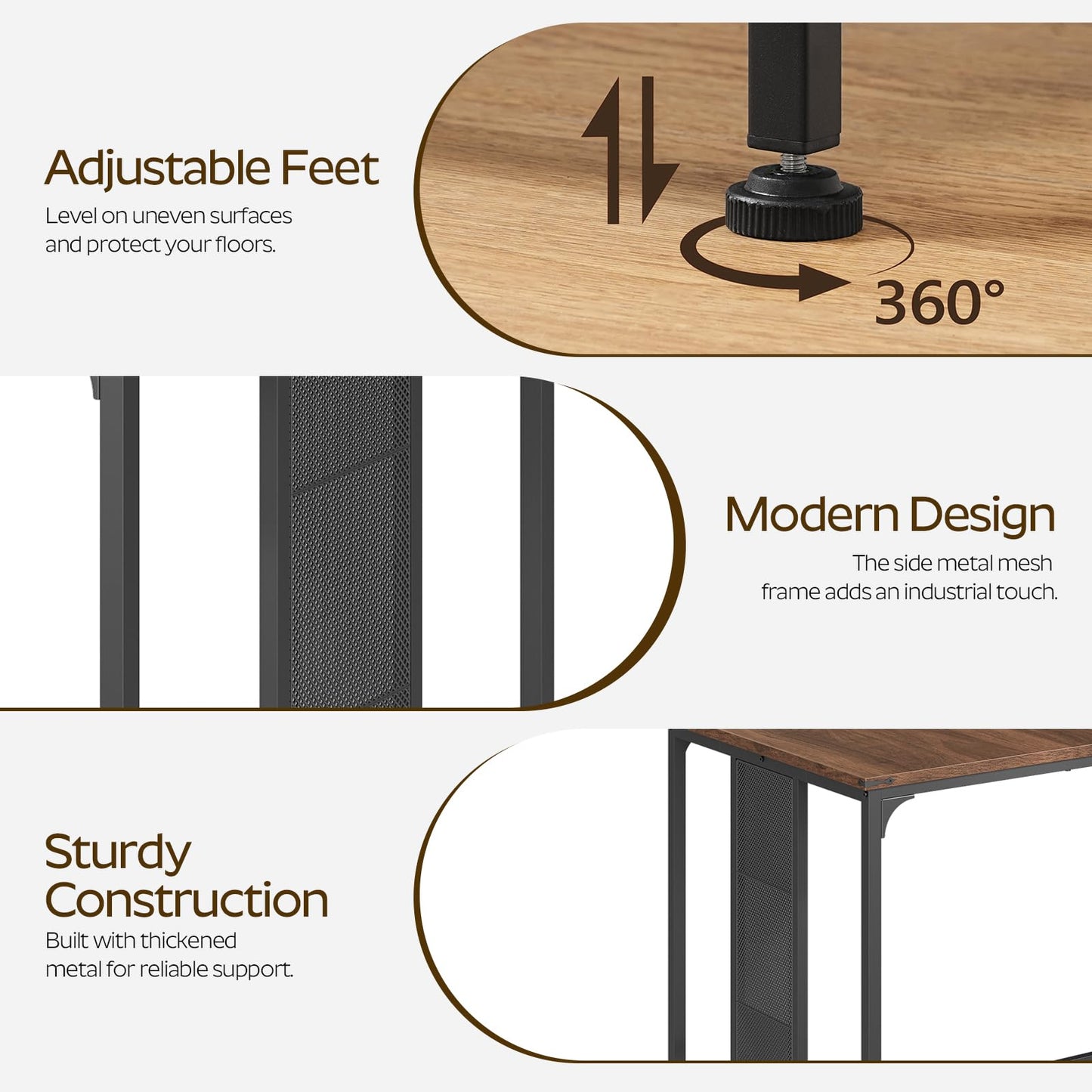 YATINEY Dining Table for 6-8, 63" Large Kitchen Table, Industrial Dining Room Table, Wooden Rectangular Table with Adjustable Feet, for Dinner, Kitchen, Walnut and Black CZ03BH