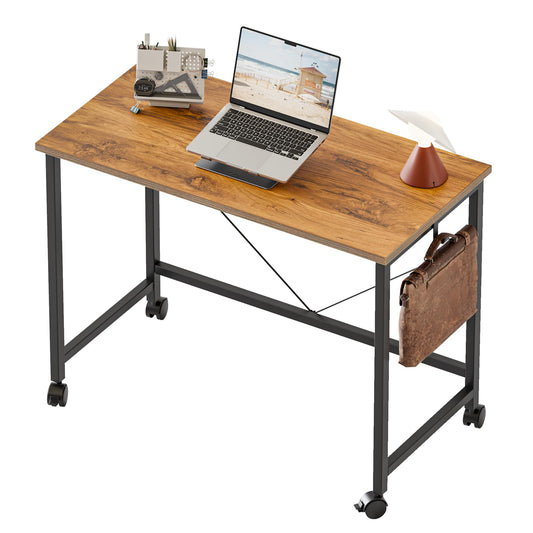 Mericonia 32 inch Rolling Computer Desk with Wheels, Gaming Desk for Small Spaces, Modern Simple Style Table for Home Office, Study Writing Table