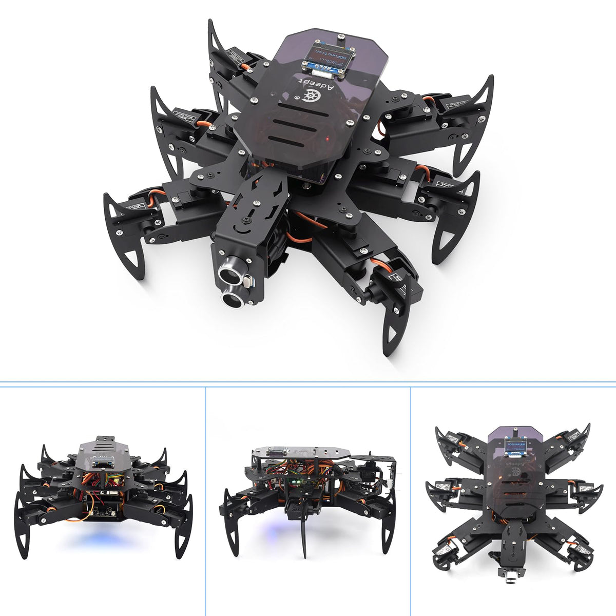Adeept Ultimate Hexapod Spider Robot Kit, Metal Body, Arduino Programming, WiFi/IR Remote Control with OLED Display, Python/APP, STEM Educational Robotics Kit for Adults & Teens with PDF Manual