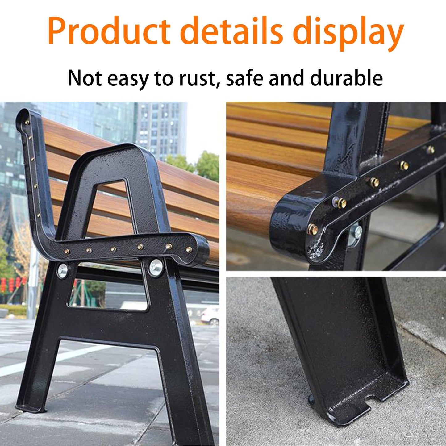 This Outdoor Metal Patio Slats Loveseat Bench, Heavy-Duty Garden Bench for Entryway, Porch, Park, Lawn, Balcony - Durable 120cm Seating Solution