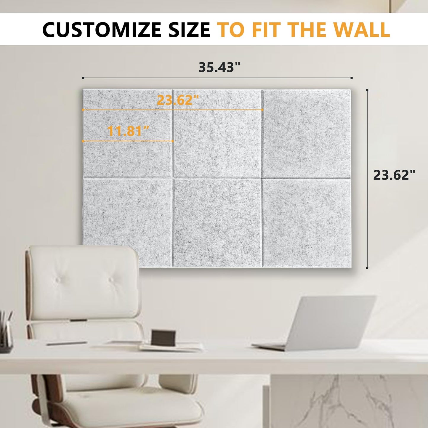 Thick Cork Board Tiles for Wall with Push Pins, Removable 36"x24"x0.47" Bulletin Board Sets, Magrowill 6 Packs Felt Panels Self-Adhesive Pin Board