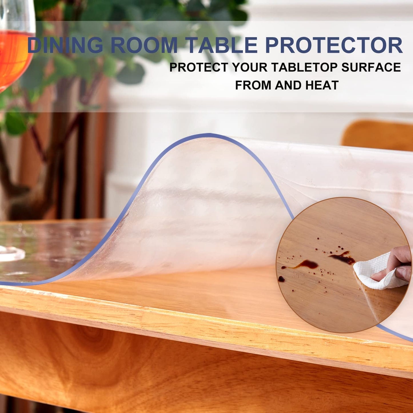 12x12 Inch Square Clear PVC Vinyl Tablecloth Protector - Glass, Metal, Wooden Table Tops - 1.5mm Thick - Waterproof, Wipeable