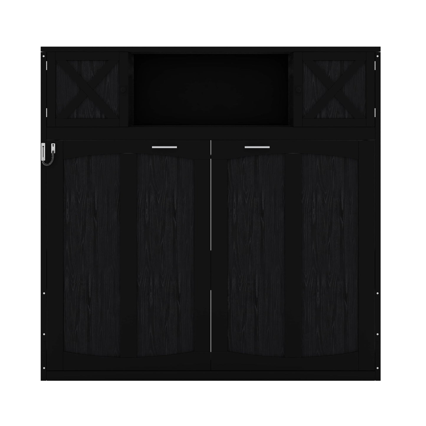 YunNianYang Full Size Black Murphy Bed with Storage Cabinets