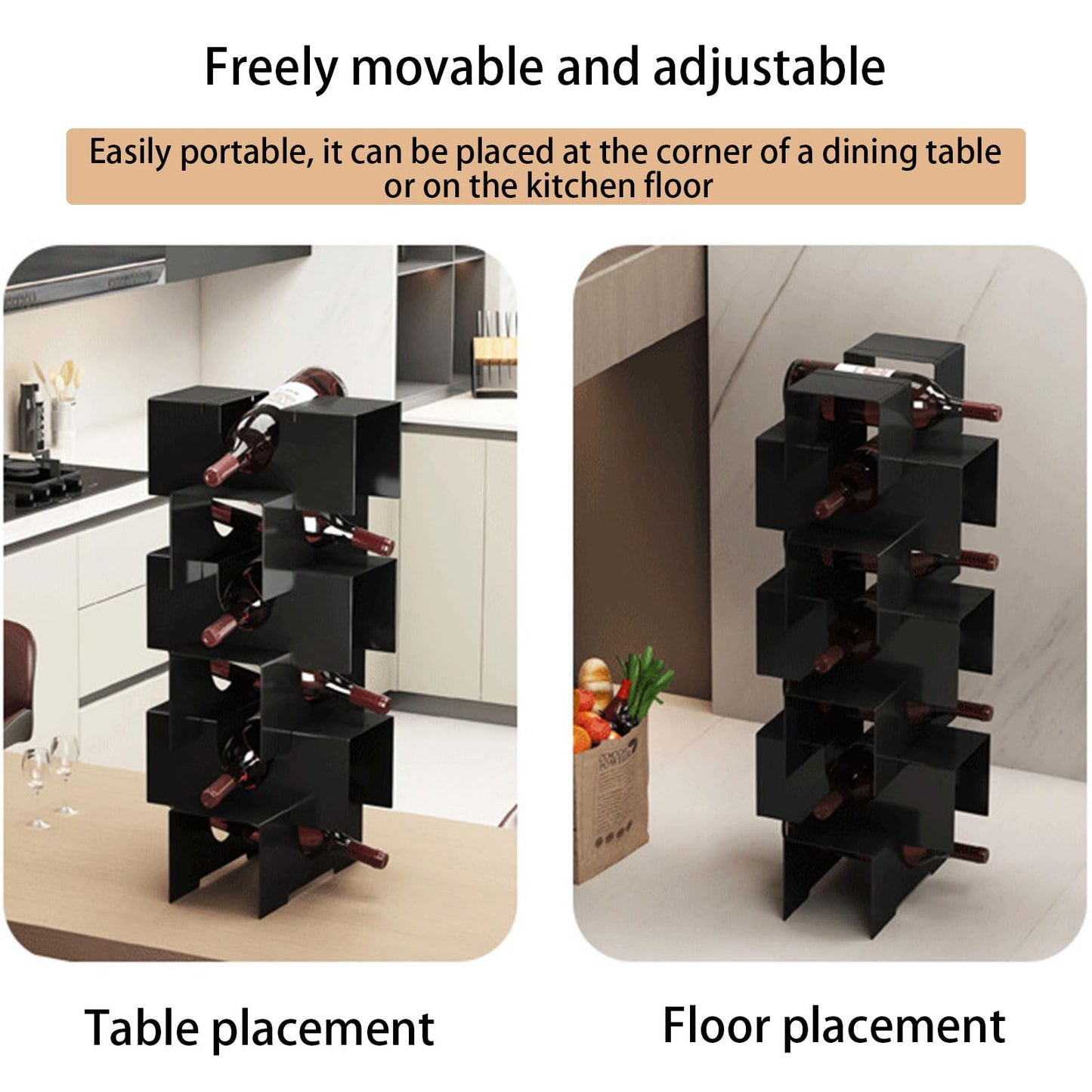 1-12-Tier Wine Racks Free Standing Mini Bar Drinks Cabinet for Home Bar Living Room Bedroom Kitchen, Stacked Wine Stand, Freestanding Creativity Modern Small Holder