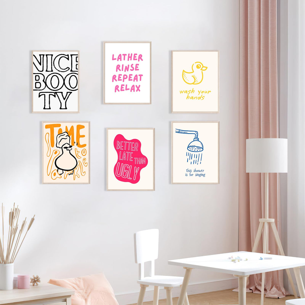 Nursery Poster Cute Animal Picture Funny Bathroom Wall Art Set Of 6 Nursery Decor 8x10 Inch Unframed Poster Minimalist Prints for Kids Room Boys and Girls Room Baby Room Living Room BedRoom BathRoom