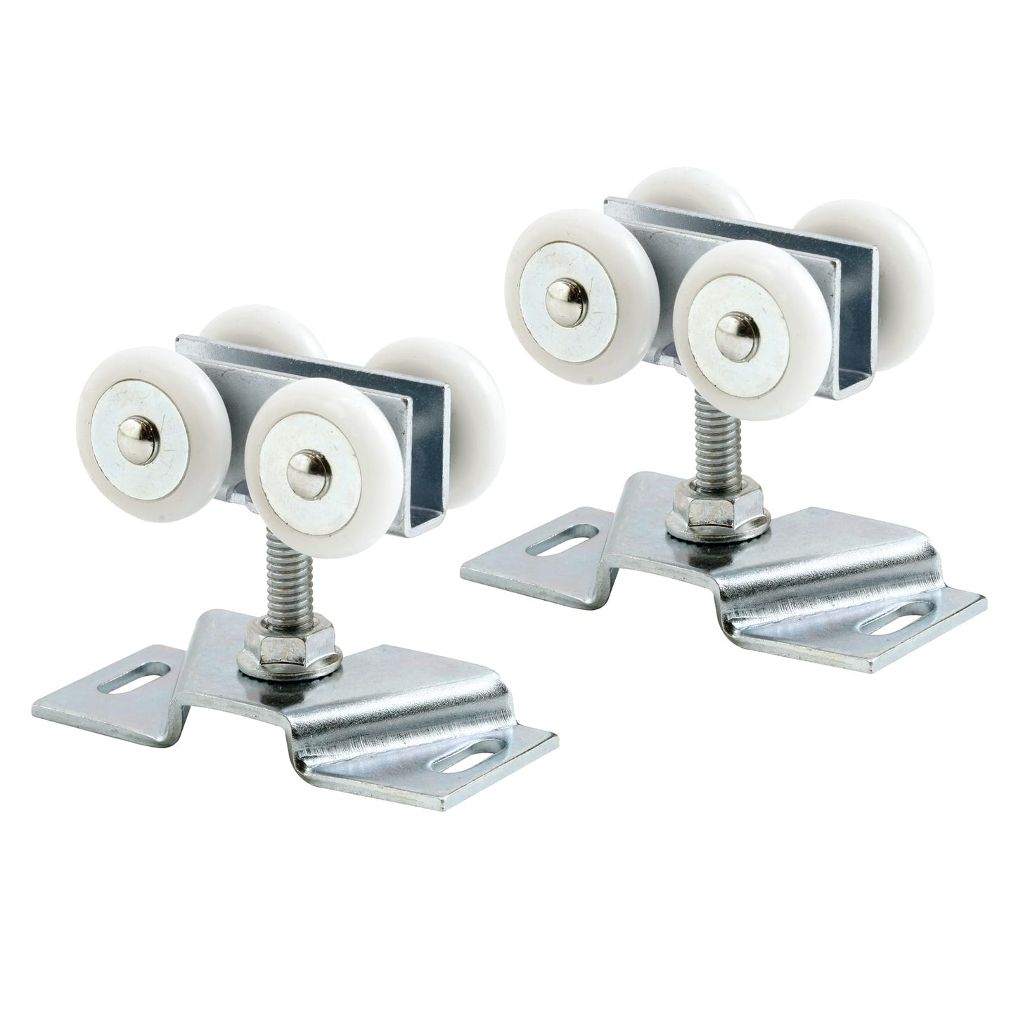 Prime-Line N 7449 Door Roller Assembly, 7/8 In, Convex, Plastic Tires, Steel Bracket and Ball Bearings (2 Pack), Zinc