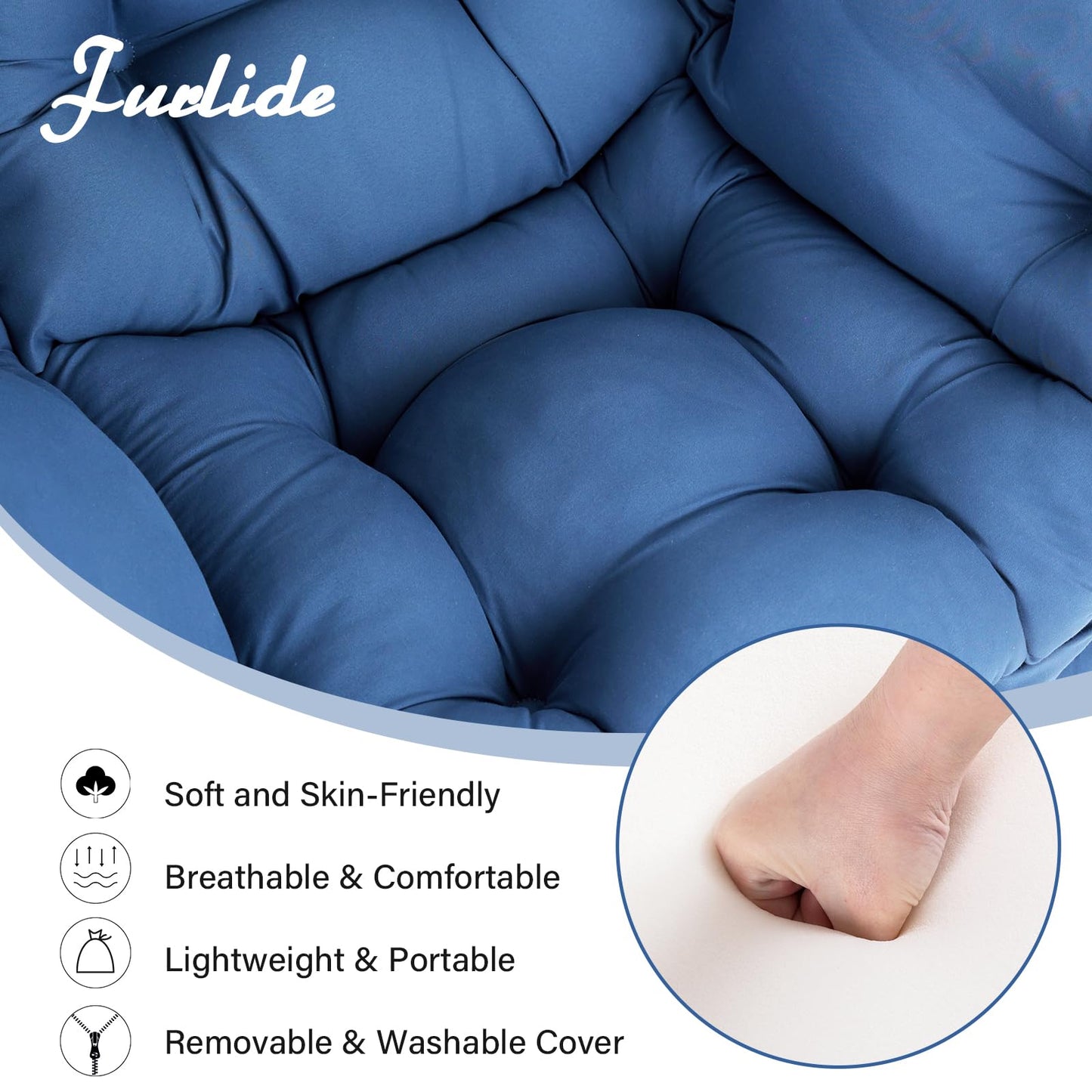 Furlide Lazy Chair with Ottoman, Modern Lounge Chair with Lumbar Pillow, Accent Cozy Reading Armchair and Folding Footstool for Bedroom, Dorm, Living Room,Peacock Blue