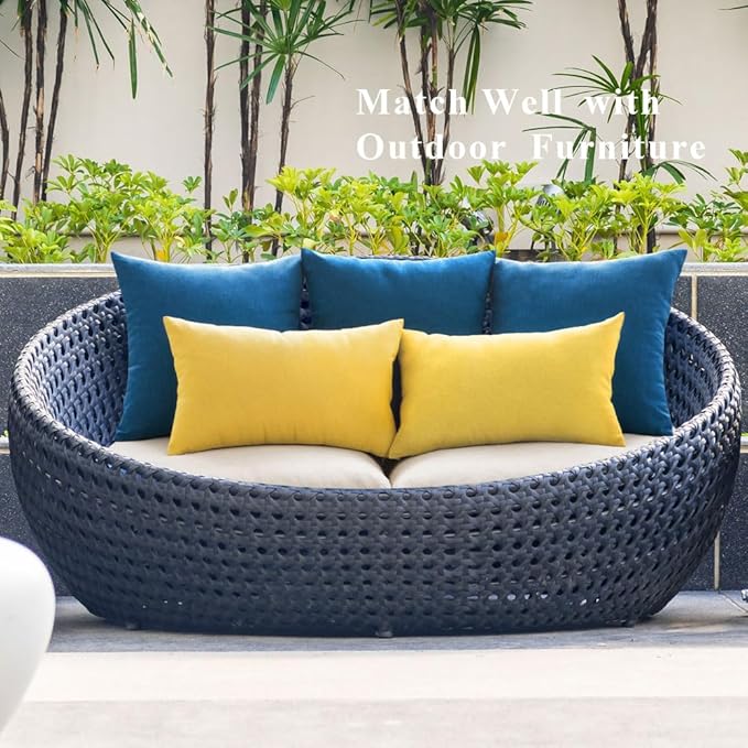 MIULEE Pack of 2 Decorative Outdoor Solid Waterproof Throw Pillow Covers Faux