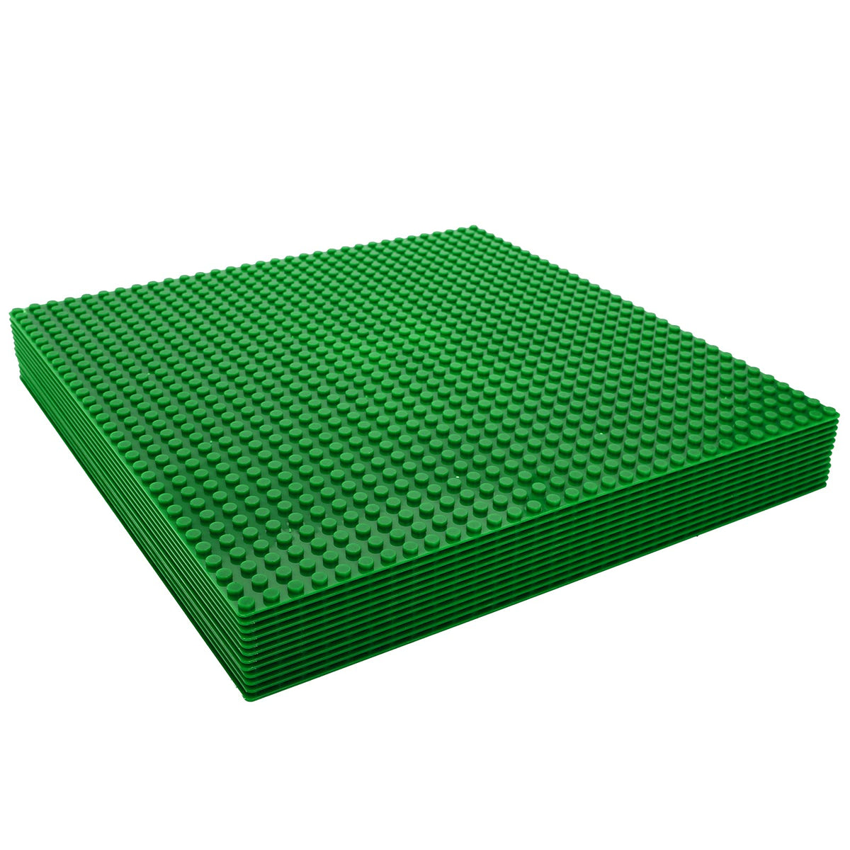 ZEAYEA 12 Pack Classic Baseplates, Building Base Plates Compatible with Most Standard Building Bricks, 10" x 10" Stackable Bases, Green