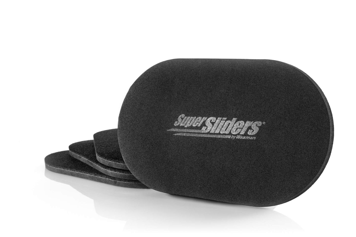 Super Sliders 5-3/4" x 9-1/2" XL Oval Reusable Felt Furniture Sliders for Hard Surfaces, Anti-Slip Protective Furniture Moving Pads for Beds, Sofas, Dressers, Set of 4, Black