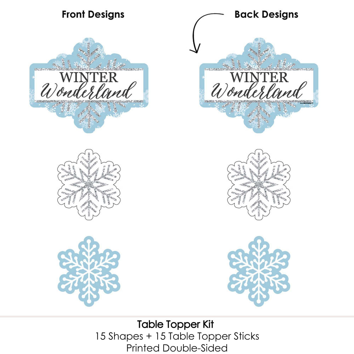 Big Dot of Happiness Winter Wonderland - Snowflake Holiday Party and Winter Wedding Party Centerpiece Sticks - Table Toppers - Set of 15