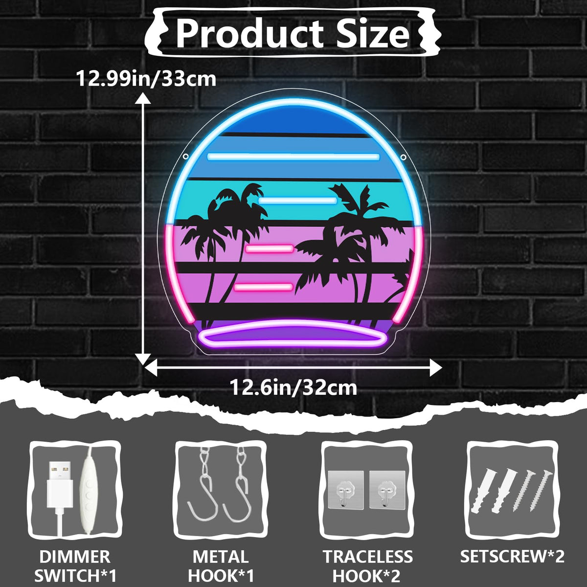 Tropical Neon Sign, Coconut Palm Tree Neon Lights for Wall Decor, LED Light up Bar Signs for Bar Beach Theme Bedroom Restaurant Party Pub Club Decor,Gift for Man Boys Girls