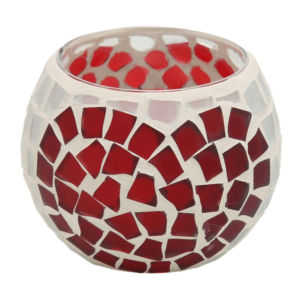Mosaic Candle Holder, Hundreds of Small Glass Pieces Making Love Heart Pattern Delicate Mosaic Glass Tea Light Candle for Restaurants Bars