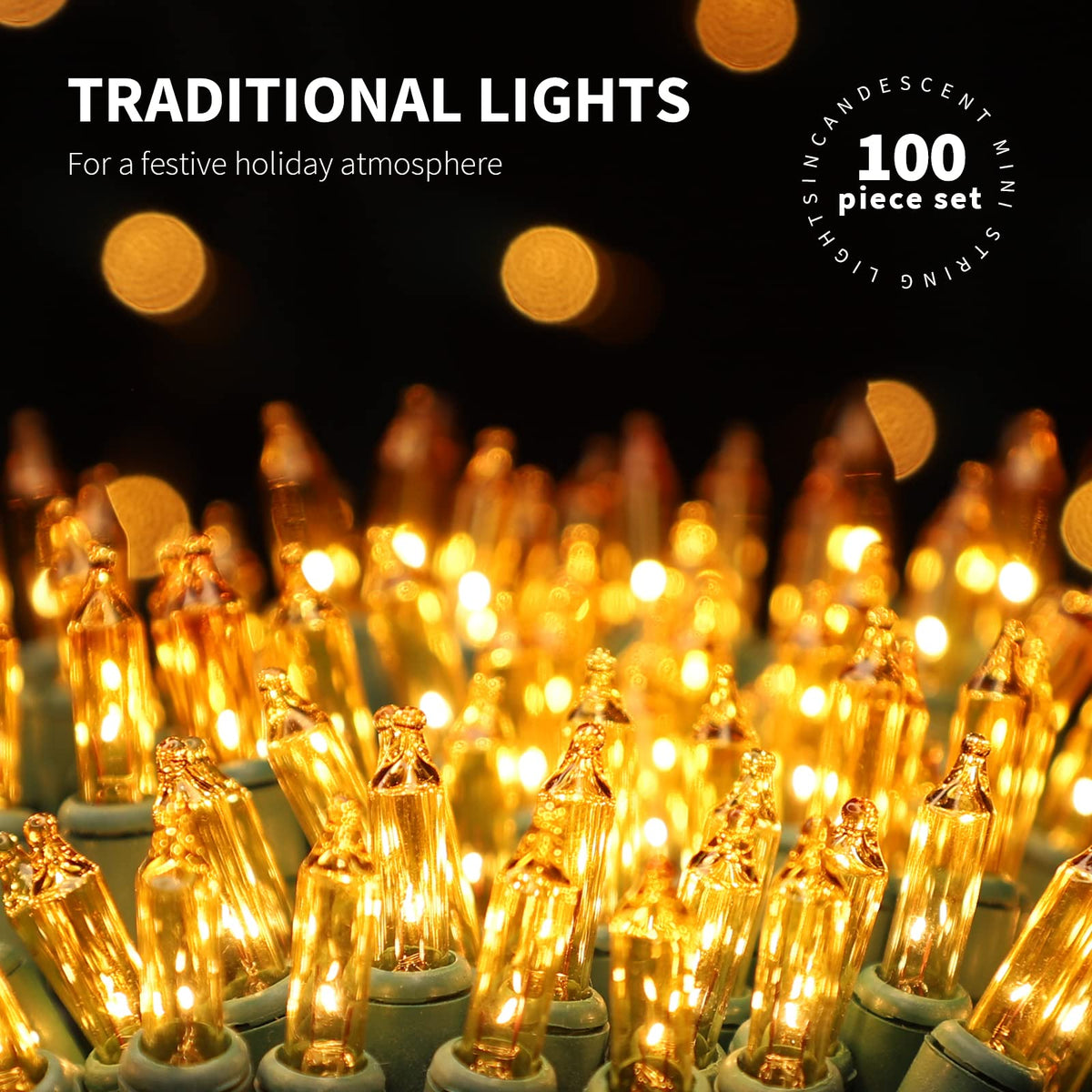 JUSTPRO 100LIGHTS Yellow Extra-Bright with End Connectors Christmas Decorative Lights 5.98m UL Certified Mini String Light Set Waterproof for Home Garden Holiday Christmas Tree Party Patio Wedding