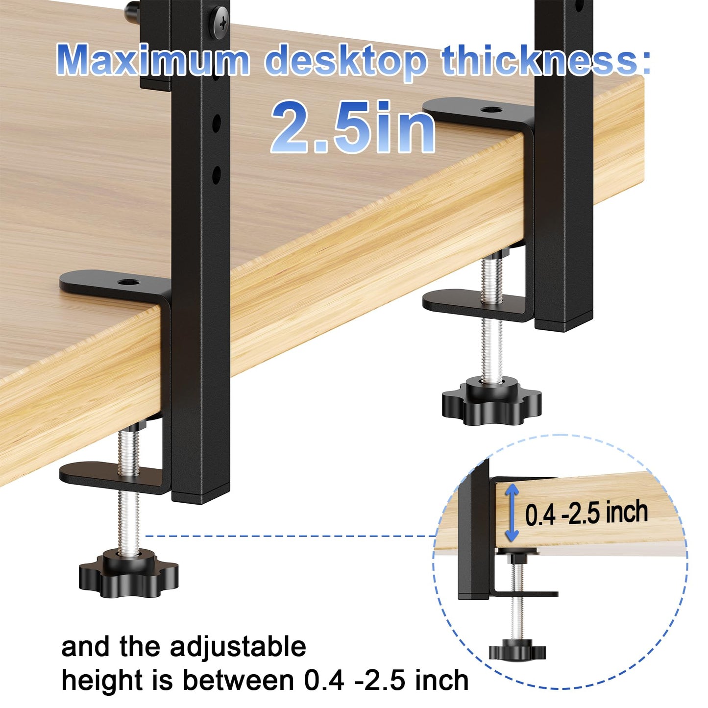 Spacrea clamp on Desk Shelf, 2 Tier Office Desk Shelves Organizer, Wood Desktop Supplies Storage Rack, Desk Organizers and Accessories (Wood)