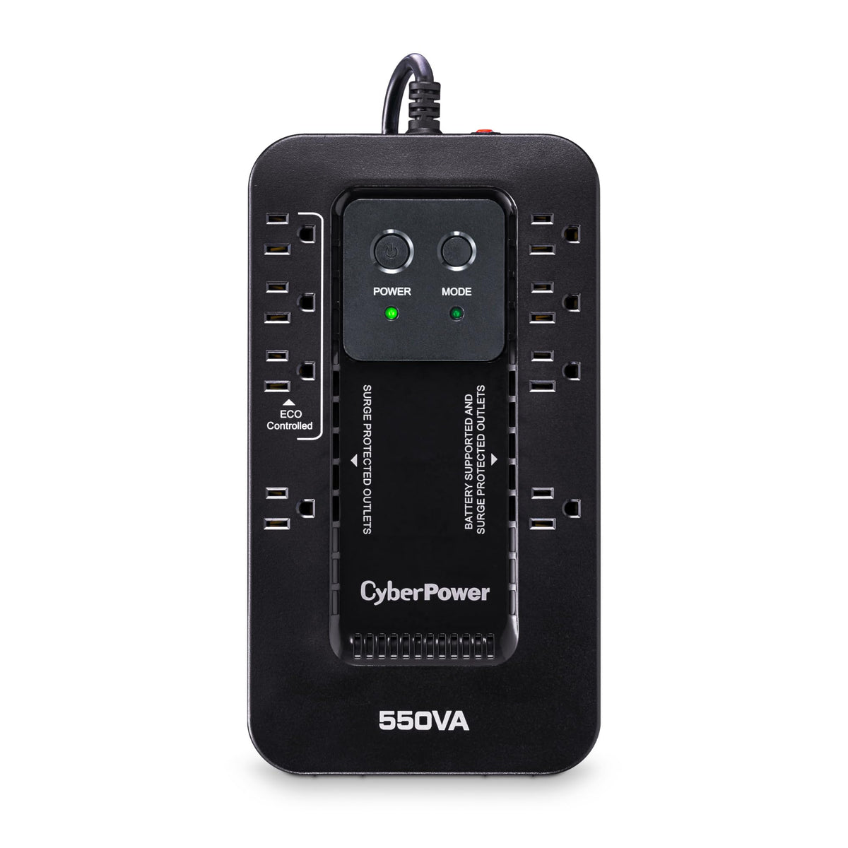 CyberPower EC550G Ecologic UPS Battery Backup and Surge Protector, 550VA/330W, 8 Outlets, ECO Mode, Compact, UL Certified