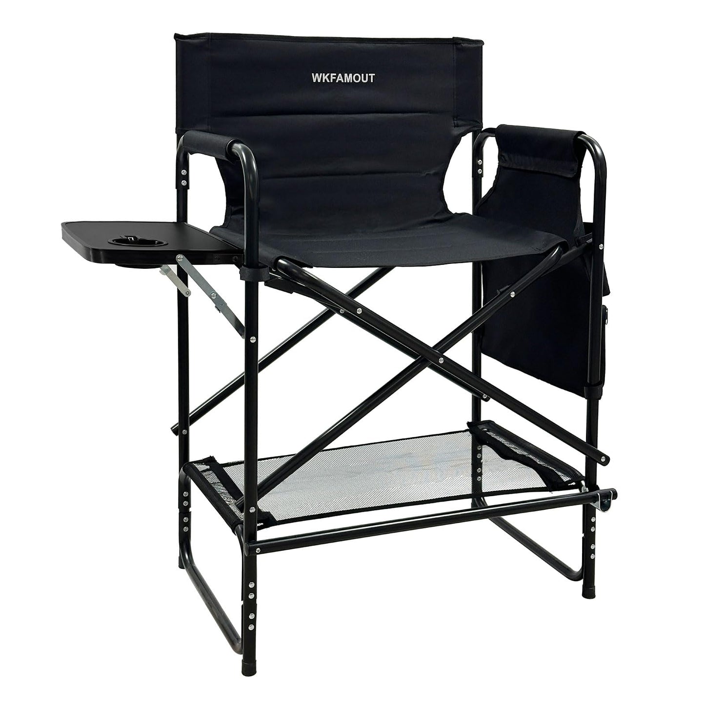 WKFAMOUT 27" Tall Camping Director Chair Oversized with Side Table, Heavy Duty Folding Lawn Chair Outdoor for Makeup Artist, Sports Event, Supports 330LBS