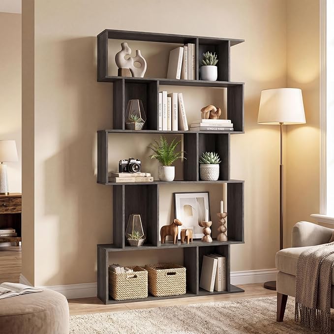 Giantex 5-Tier Bookshelf, 10-Cube Geometric Book Case