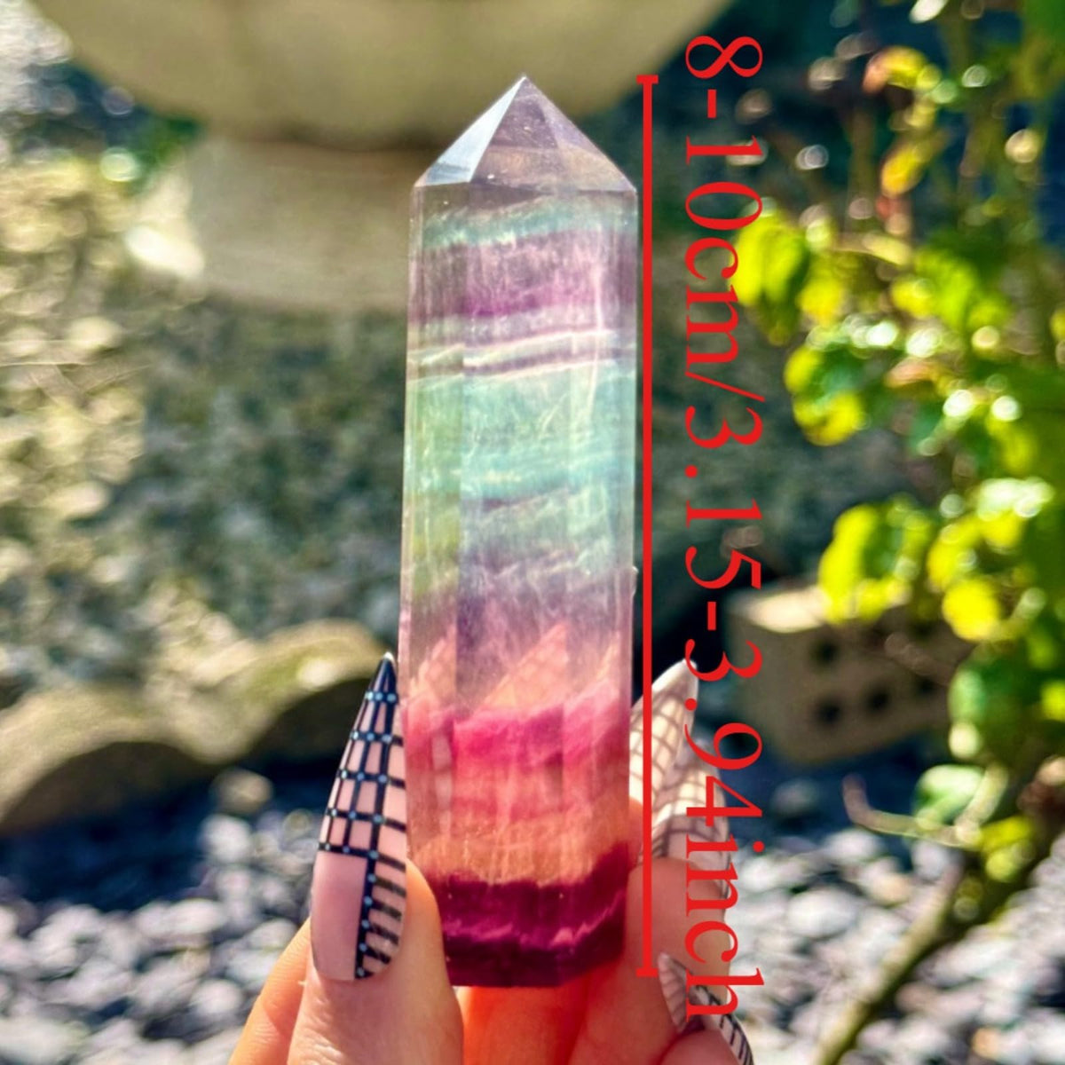 YOUNAIERZX Natural Fluorite Crystal Wand Hexagonal Point Obelisk Large Polished Reiki Energy Stone for Meditation Therapy Healing Crystals Gifts Decoration 1Pc