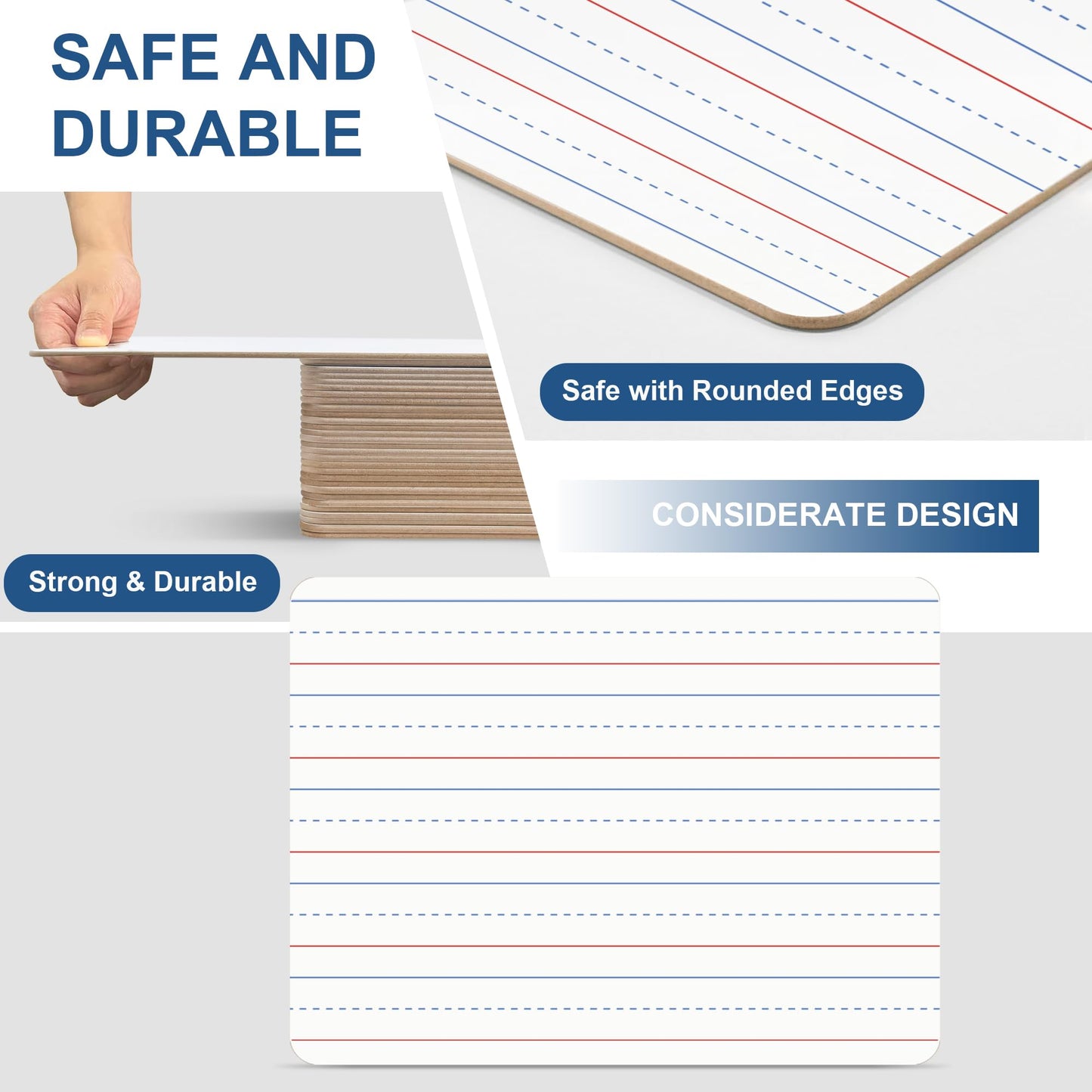Dry Erase Boards, 32 Pack 9 x 12 Inch Mini Portable Practice White Boards, Double Sided Personal Small Whiteboards with Lines for Kids, Students, Teachers Classroom School Supplies