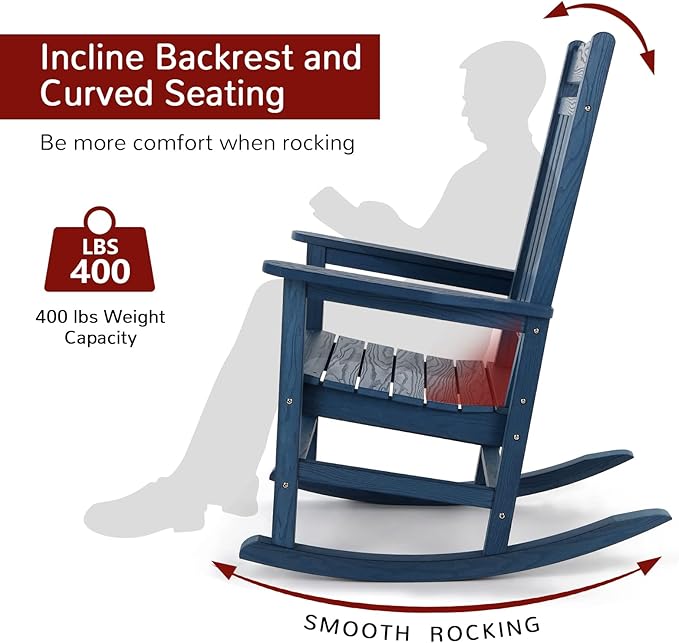 Stoog All-Weather Patio Rocking Chairs Set of 2, Outdoor Rocking Chair