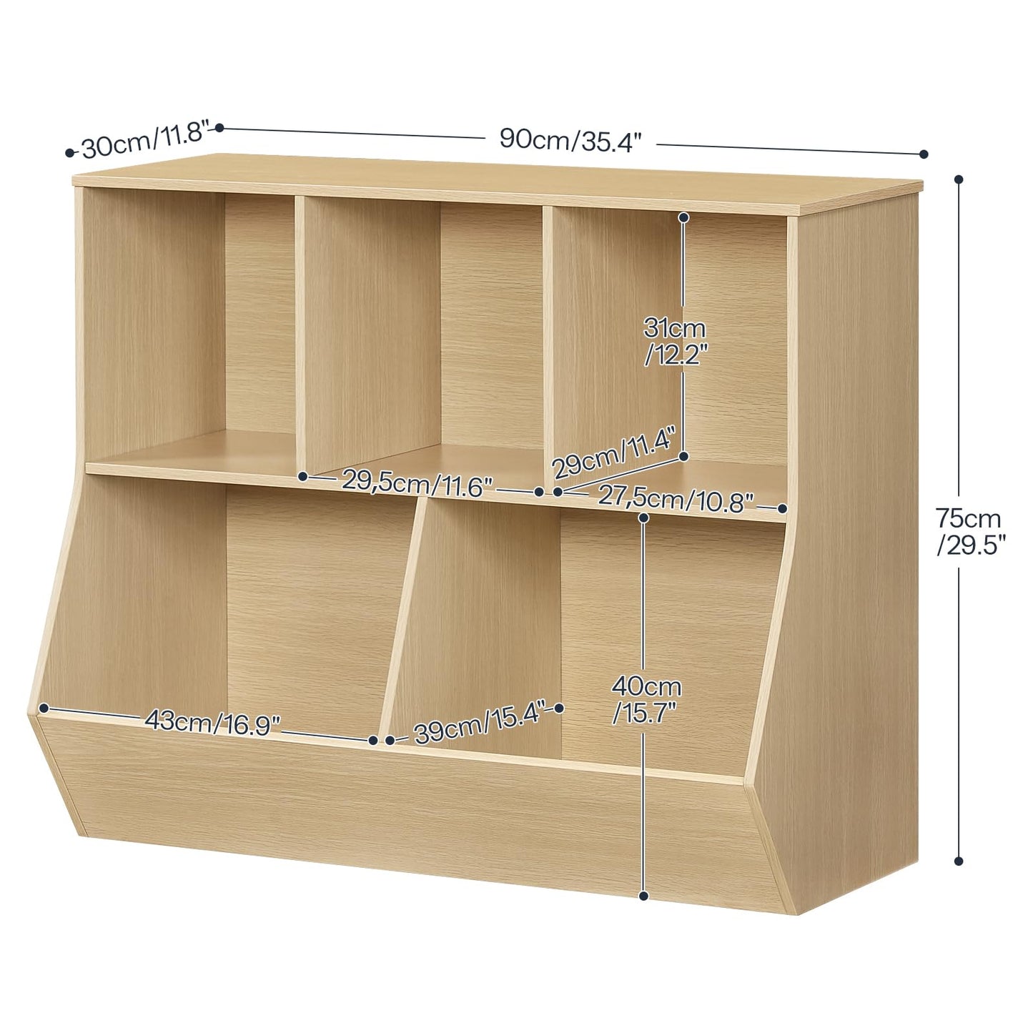 HOOBRO Kids Bookshelf, Bookcase Footboard, Toy Storage Cubby, Children's Toy Shelf, 35.4" L Storage Cabinet, Fit for Children's Room, Playroom, Hallway, Kindergarten, Natural NL32CW01