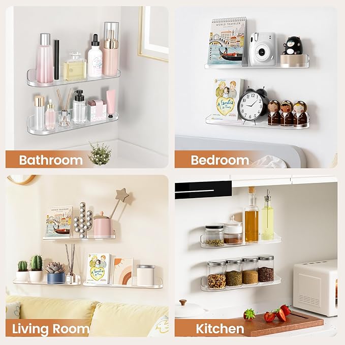 SpaceWhisper Floating Shelves for Wall, Living Room, Display Hanging Shelf