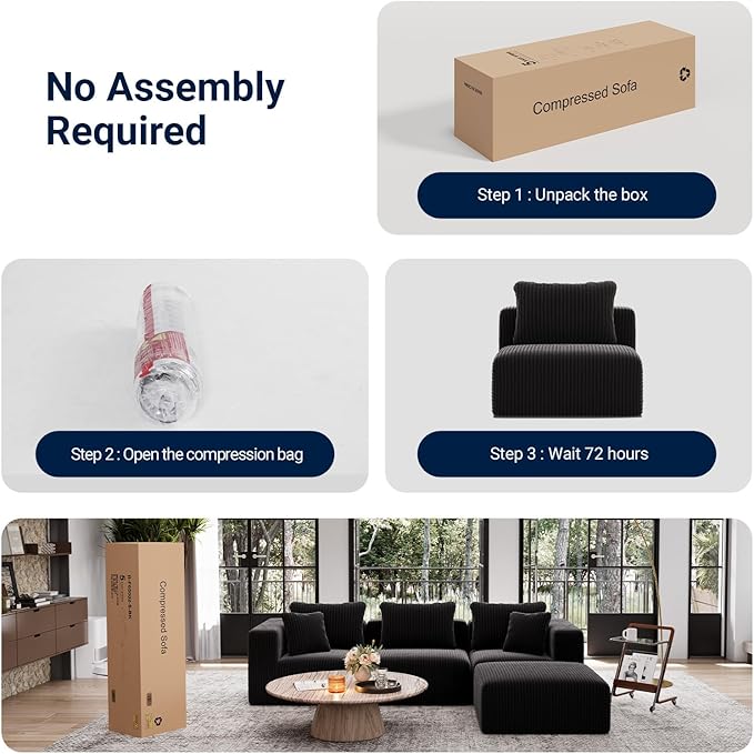 Avenco 35.4” Left-Arm Facing Modular Sofa Seat, Individually Wrapped Coil