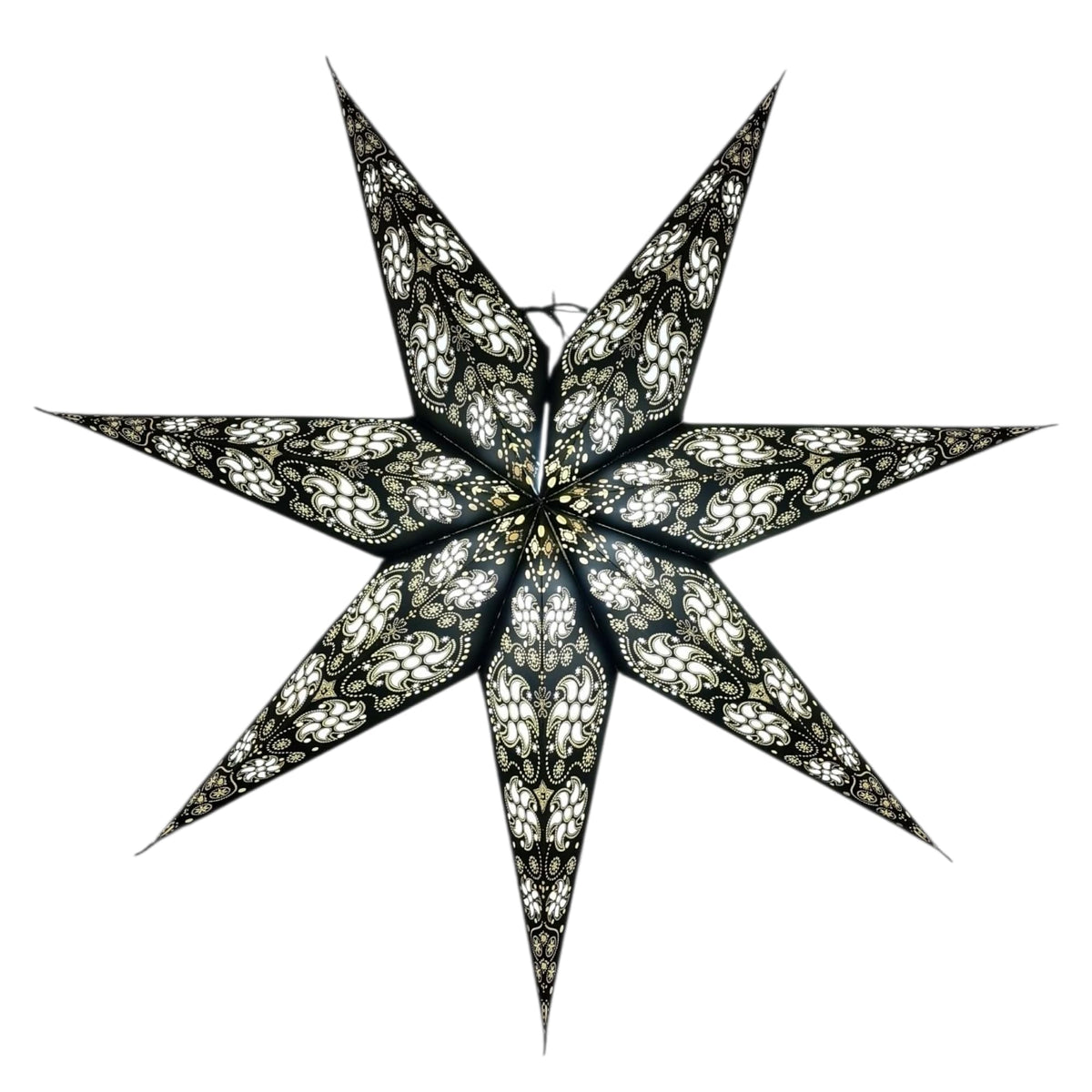 YEPSIO Lantern Lampshade Paper Star Light Shades Large 60cm Hanging Decorations for Christmas Wedding Home Decoration Birthday Party Foldable 7 Pointed Star (Black, White)