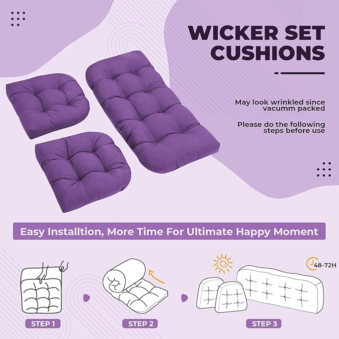 DANGHOOGY Wicker Chair Cushions, Waterproof Outdoor Loveseat Cushions