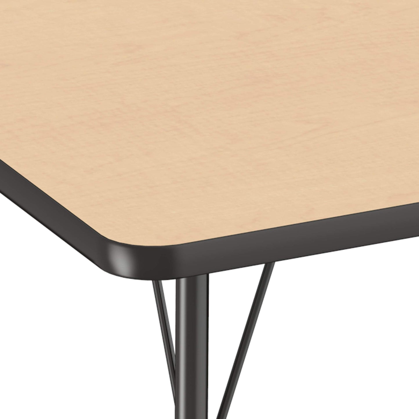 Factory Direct Partners FDP 48" Round Thermofused Classroom Activity Table with Standard Ball Glide Legs, Adjustable Height 19"-30" - Maple/Black, 10138-MPBK