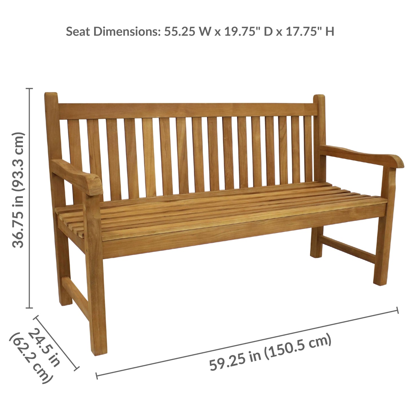 Sunnydaze Teak Mission Style 2-Person Outdoor Bench and Outdoor Coffee Table
