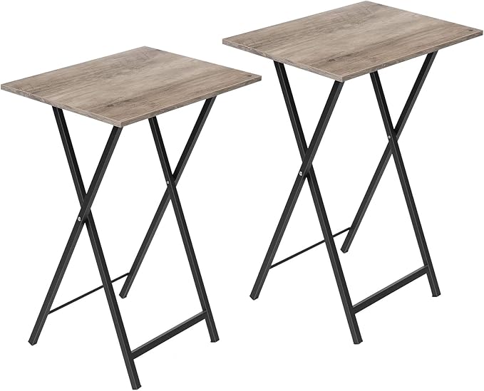 HOOBRO Folding TV Tray Tables, Industrial Snack Tables