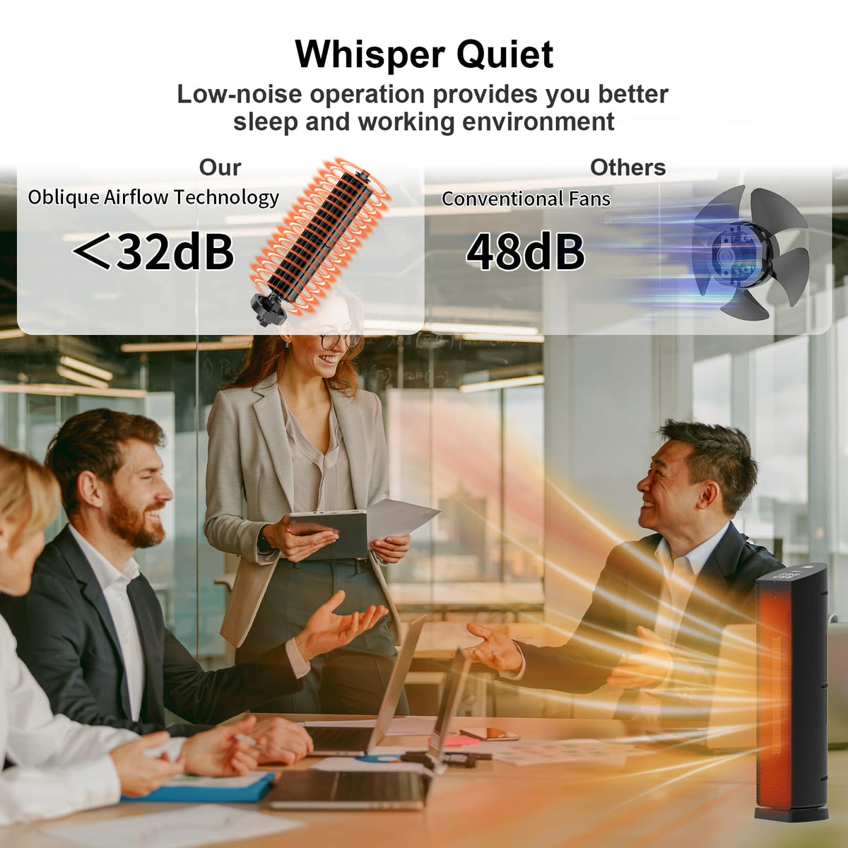 Space Heater for Indoor Use - 24 inches 1500W Ceramic Heater with Remote Control, 12 Hour Timer, Oscillation, LED Display, for Bedroom Office Indoor