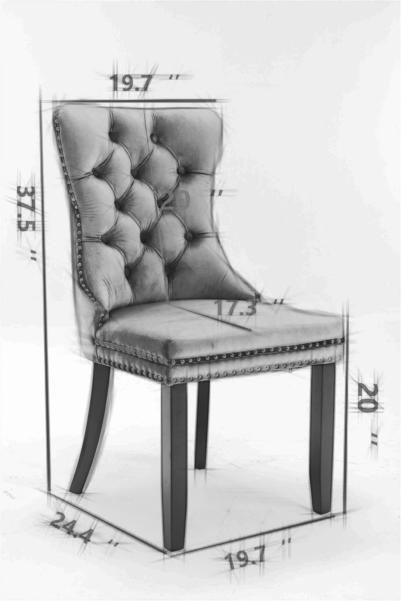 Ball & Cast Contemporary Upholstered Dining Chairs Set of 2, Button Tufted Kitchen Side-Chairs with Hang Ring & Nailhead Trims & Solid Wood Legs, 2-Piece Backrest Traditional Chair, Linen Beige