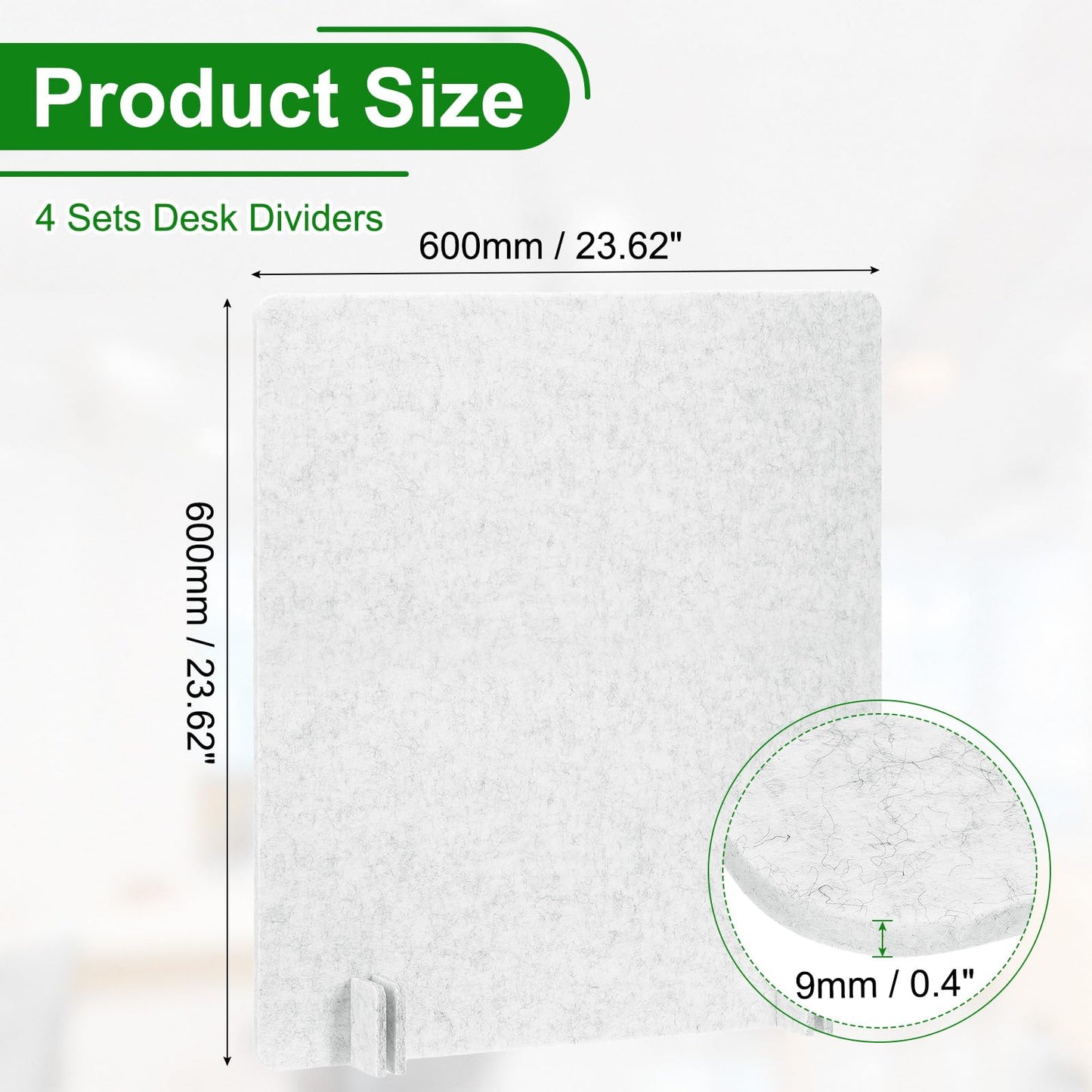 PATIKIL Desk Dividers 24" x 24", 4 Pack Desk Privacy Panel Freestanding Noise Reducing Partition Acoustic Panel with 4Pcs Support Feet for Testing Office Home Library, Light Gray Style B