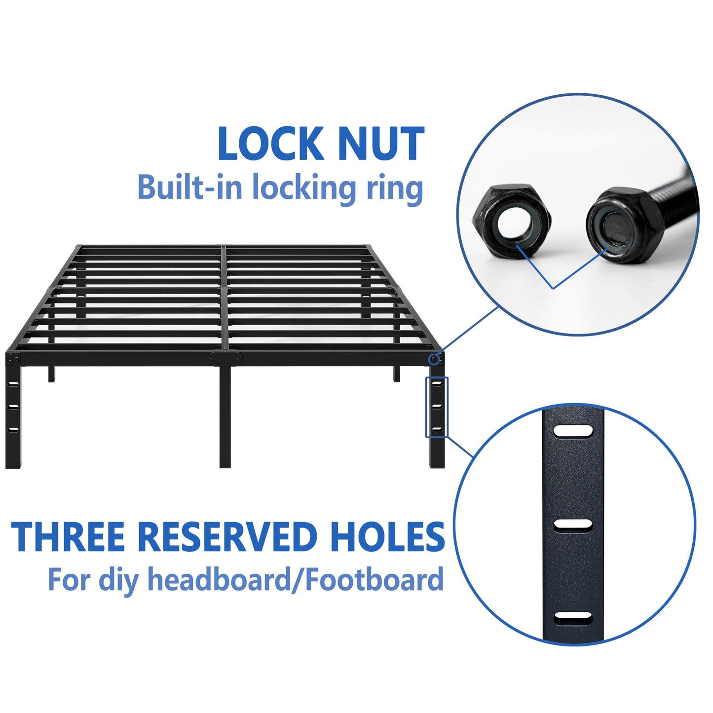 NEW JETO Metal Bed Frame,Twin Size Bed Frame with Storage Space,Heavy Duty Sturdy Mattress Foundation,Easy Assembly,No Box Spring Needed, Black,18 Inch,Twin