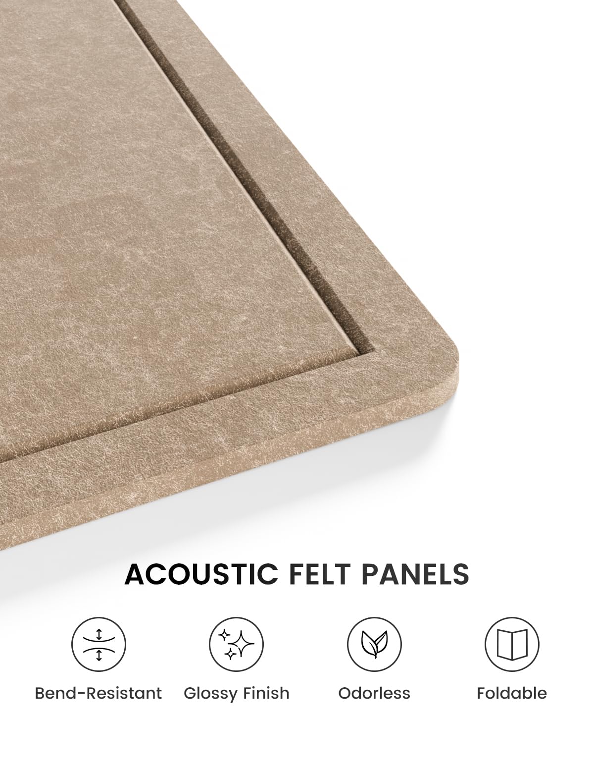Fluxynara Bulletin Board, 35" x 17.5" Cork Board Alternative with 12 Safe Removable Adhesive Tabs, Foldable Felt Pin Board for Home Office, Classroom, Bedroom,Entryway for Walls—Taupe