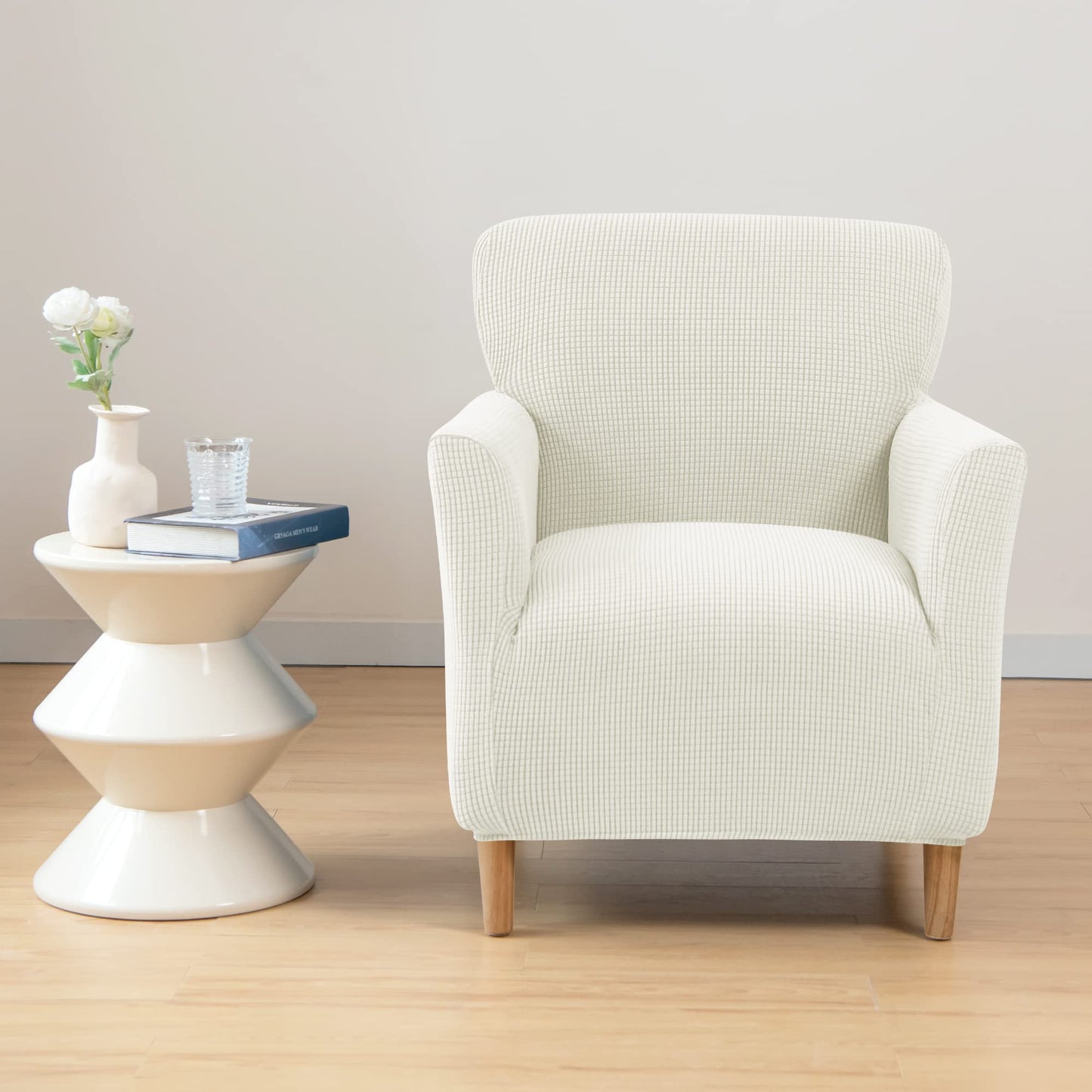 ele ELEOPTION Armchair Slipcovers Chair Covers with Arms Stretch for Living Room Office Arm Club Chair Cover Furniture Protector White