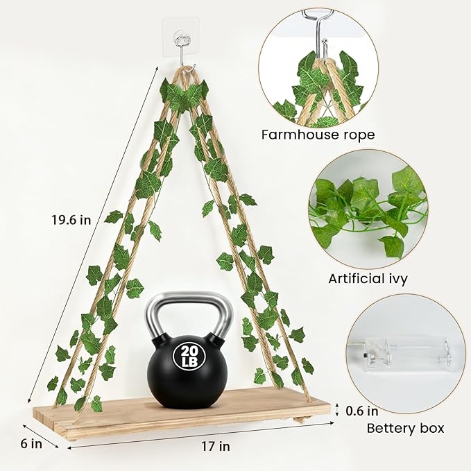 RICHER HOUSE Macrame Floating Shelves