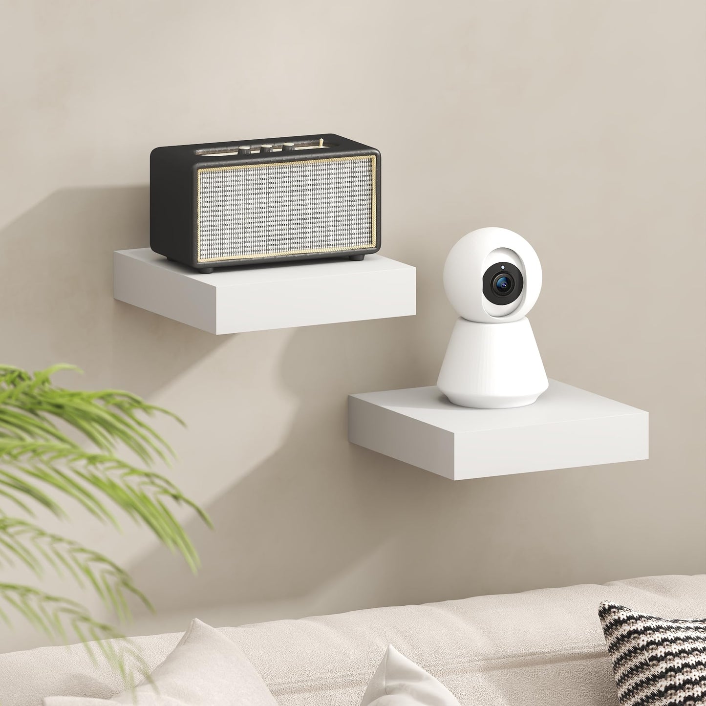 Furinno Tanna Floating Shelves for Wall, 9 x 9 Wall Shelf, Single Set Wall Mounted Floating Shelf with Invisible Bracket, 2-Inch Thick, for Bathroom, Living Room, Bedroom, Home Office, White