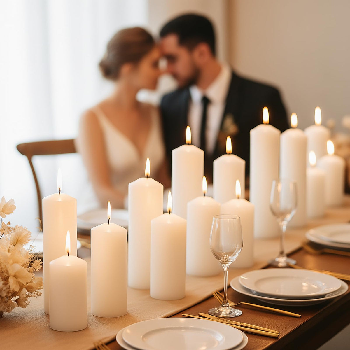 Trxvxo White Pillar Candles Bulk Set of 18，Hurricane Candles，3 Different Lengths 2 x 3/6/8 Inch (6 Each)，Dripless Unscented Smokeless，Gives You a Better Atmosphere When Organizing an Event Party.