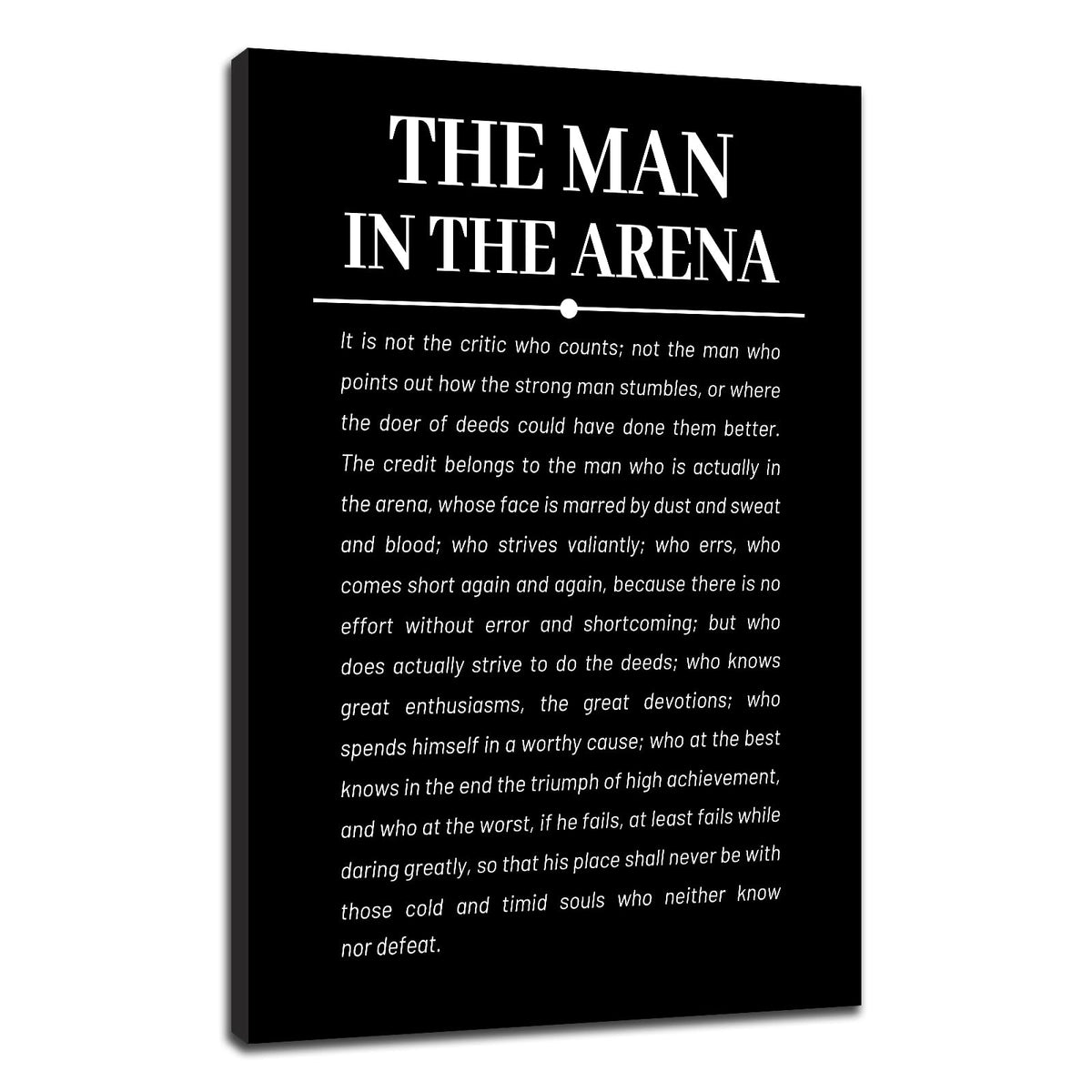 The Man in the Arena Inspirational Canvas Wall Art Motivational Entrepreneur Quotes Poster Print Positive Picture Artwork for Bedroom Office Wall Decor Ready to Hang [12''Wx18''H]