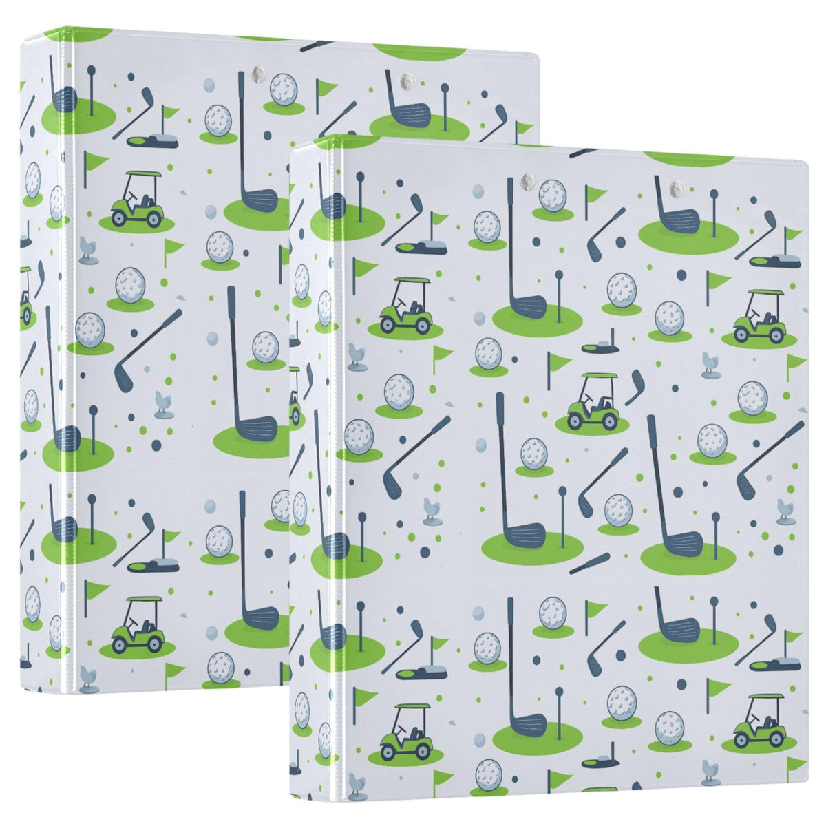Golf White Round Ring Binders 1.5 Inch Sports Ball 3 Ring Clipboard Binder for Office School Work Supplies File Folder 200 Sheet Capacity