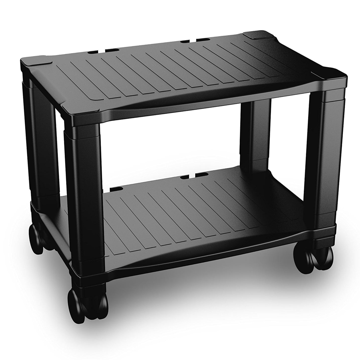 Home-Complete 2-Tier Office Desk Organizer Rolling Cart - Compact Portable Under-Desk Storage and Printer and Projector Stand with Wheels (Black)