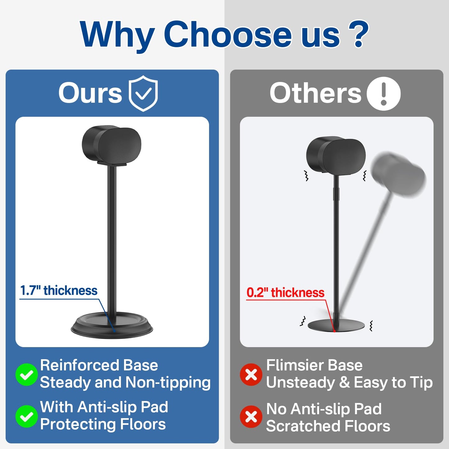 Heavy-Duty Speaker Stand for Sonos Era 300 Stand Pair with Cable Management - Floor Speaker Stands for Sonos Era 300 Speaker Stand Black for Secure and Easy Mounting