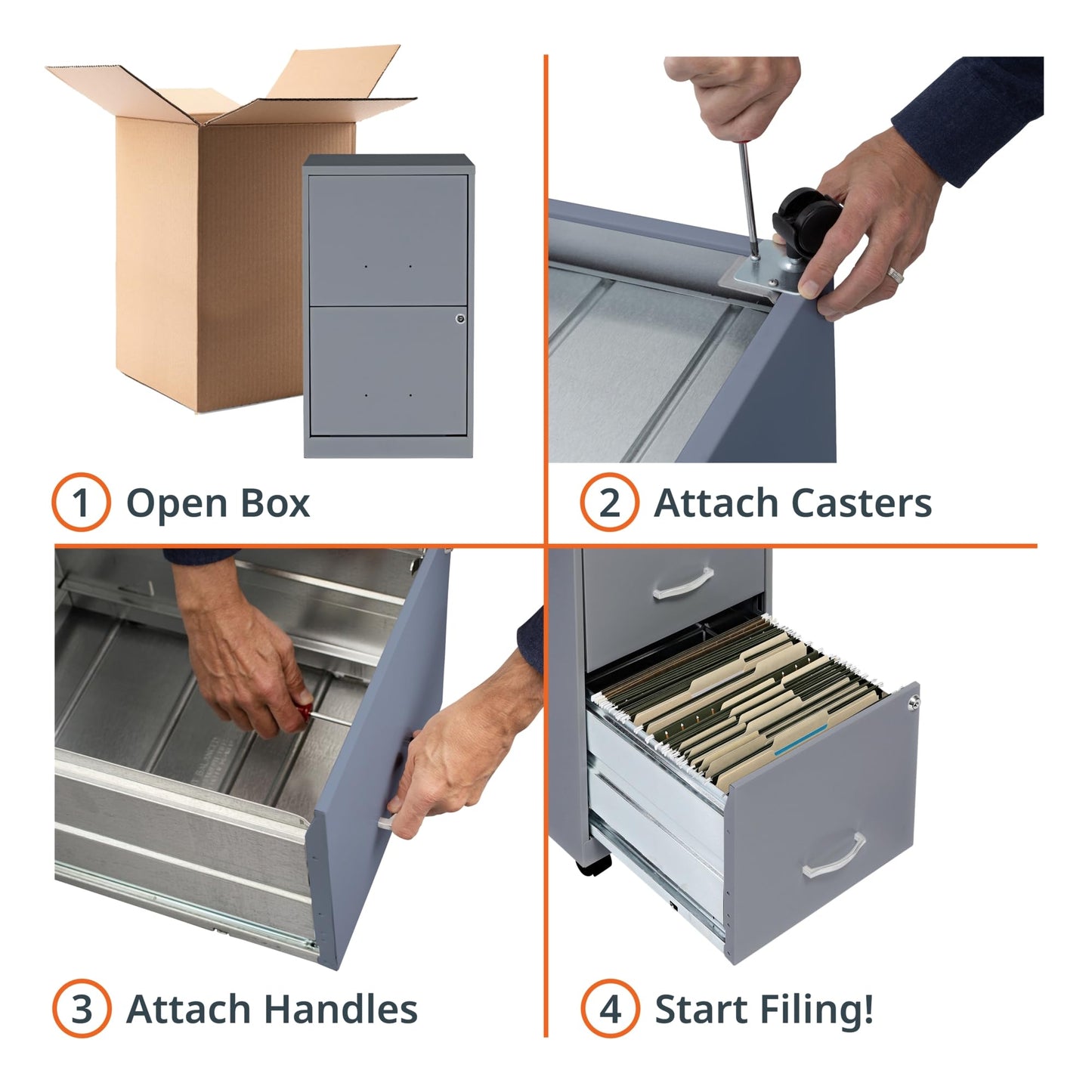 Lorell LYS Chrome Pull F/F Mobile File Cabinet, Silver