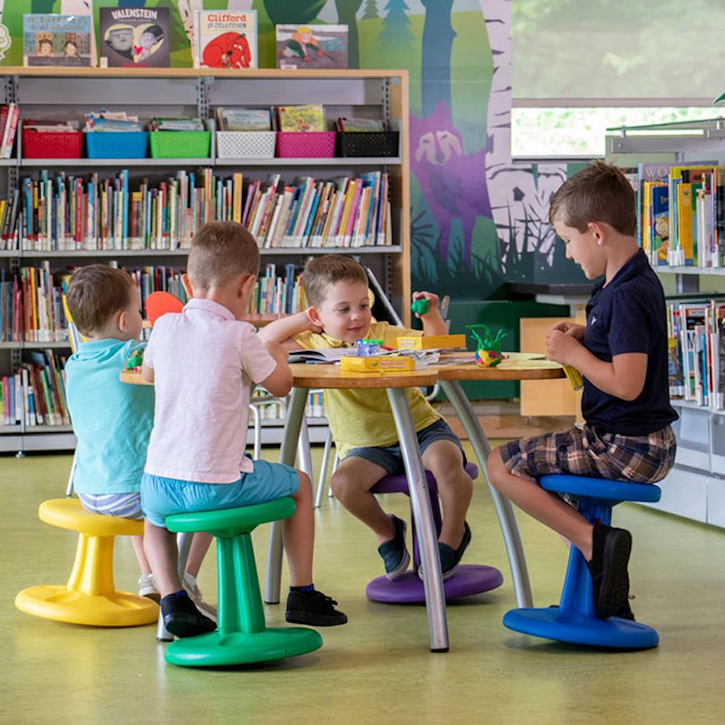 KORE Design Wobble Stool Chair, Girls + Boys Kid Desk Stools, Ergonomic Small Office Chairs, Flexible Seating for Active Child, ADD/ADHD, Classroom, School, Home, Kids (14in), Age 6-7 yrs, Red