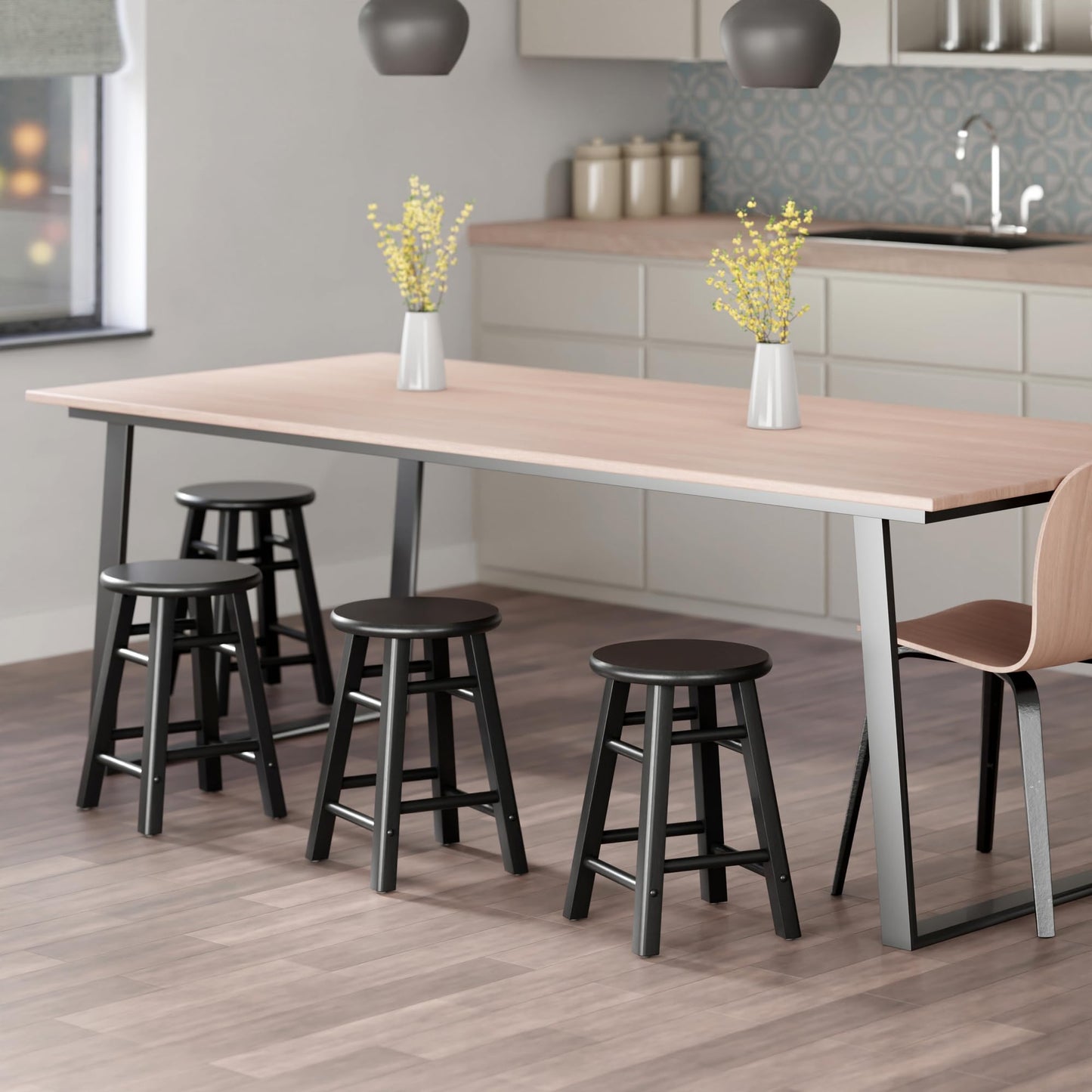 Winsome Element 2-Piece Counter Stool Set, Classic Backless Bar Chairs for Kitchen & Dining Room Seating, Timeless Essential Furniture for Home, Dorm, Apartments