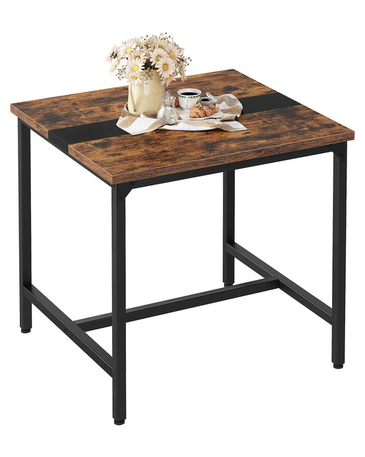 CHOEZON Square Kitchen Dining Table, 29.5'' Dining Table, Small Dining Tables, Writing Desk, Coffee Tables, for Restaurant, Living Room, Apartment, Rustic Brown and Black TCZ02BF